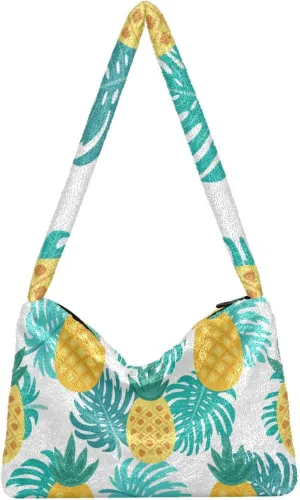Three Tulips Plush Bag, Crossbody Bookbag for Women, Autumn Handbags