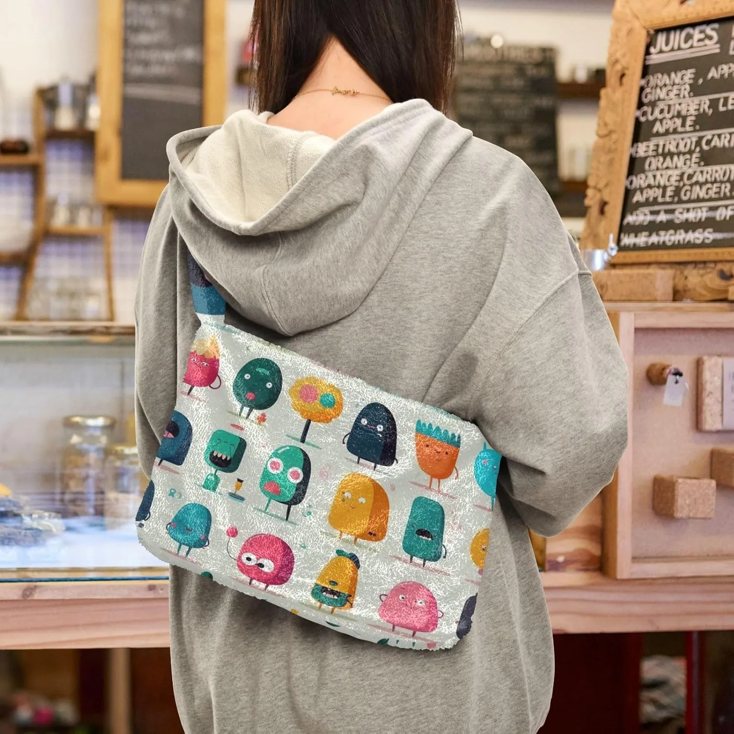 Three Tulips Plush Bag, Crossbody Bookbag for Women, Autumn Handbags