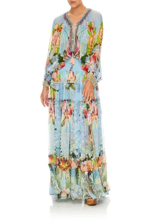 TIE FRONT HIGH LOW HEM BLOUSE THE STILL ABYSS