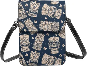 tiki idols hawaii exotic vintage Crossbody Cell Phone Purse for Women Girls Leather Mini Cross Body Bags Small Shoulder Bags