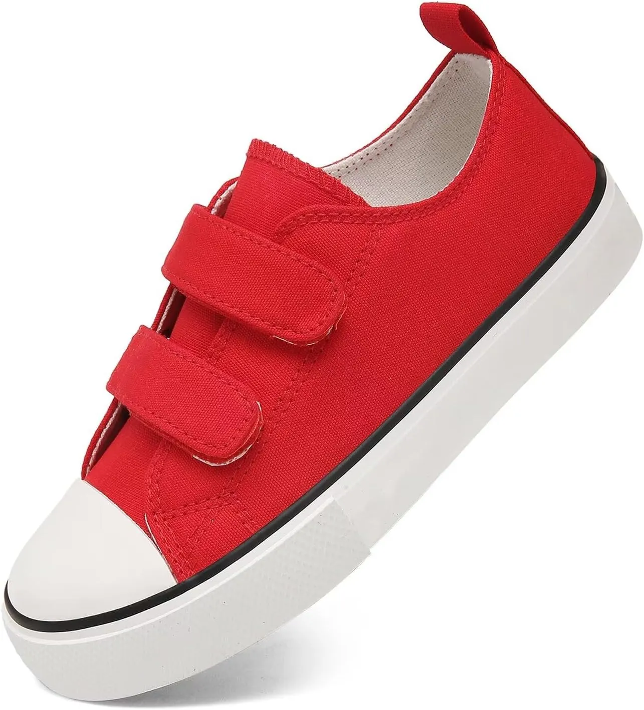 Toddler Canvas Shoes Girls Boys Sneakers Little Kids Walking Breathable Shoe Dual Hook and Loop Size 6-13