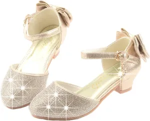 Toddler Little Girls Dress Shoes Glitter Low Heel Mary Jane Sparkle Party Wedding Bridesmaids Princess Pumps Flower Girl Shoes