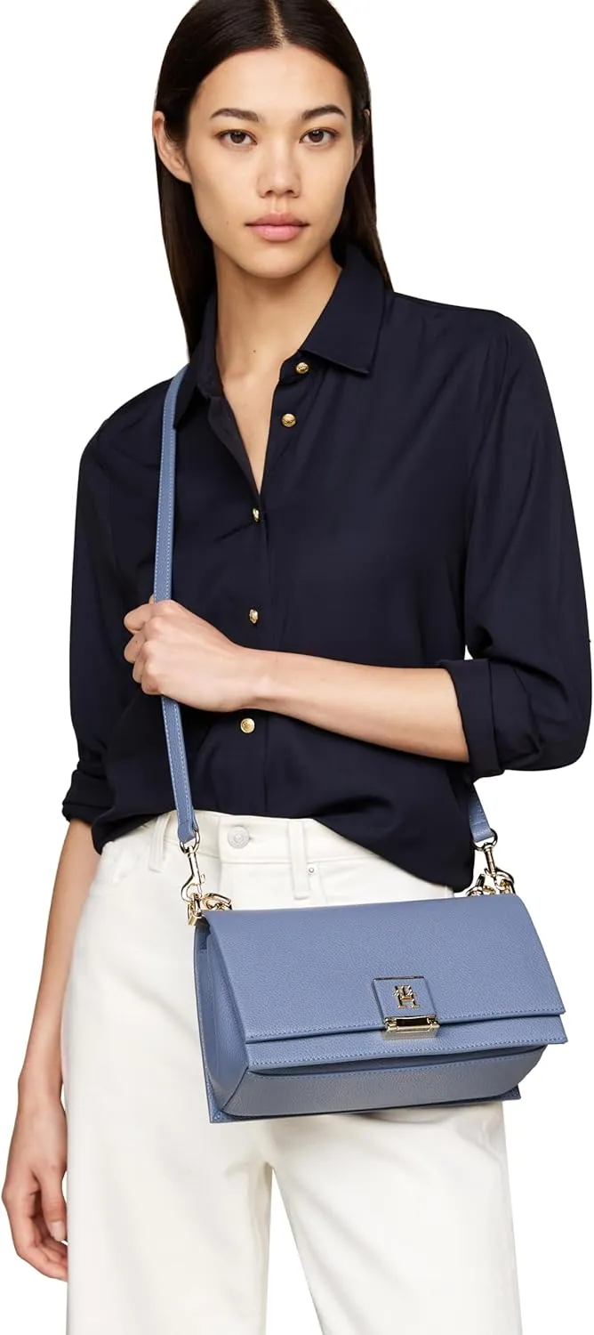 Tommy Hilfiger Leather Shoulder Bag with Removable Crossbody Strap