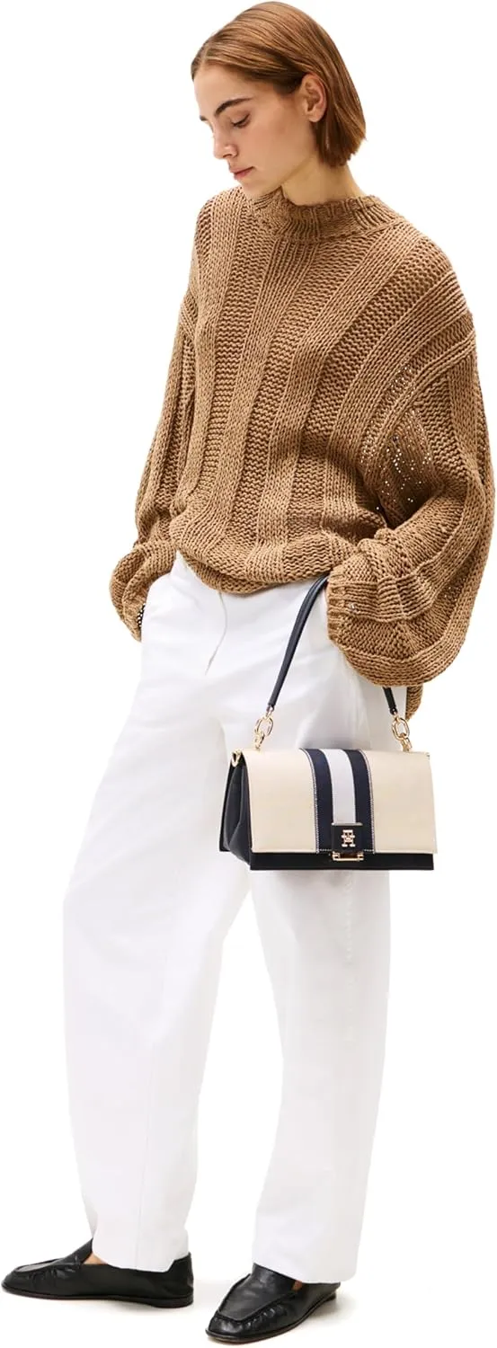 Tommy Hilfiger Leather Shoulder Bag with Removable Crossbody Strap