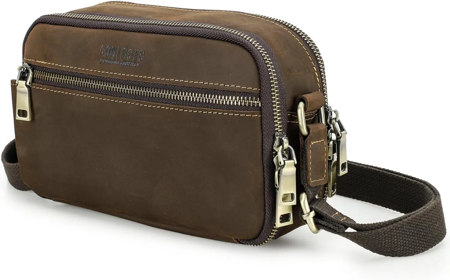 Top Grain Leather 8.3" Messenger Bag for Man & Woman, Multi Pockets, Fits to 7.9"/8.3" iPad for Daily/School/Business/Travel