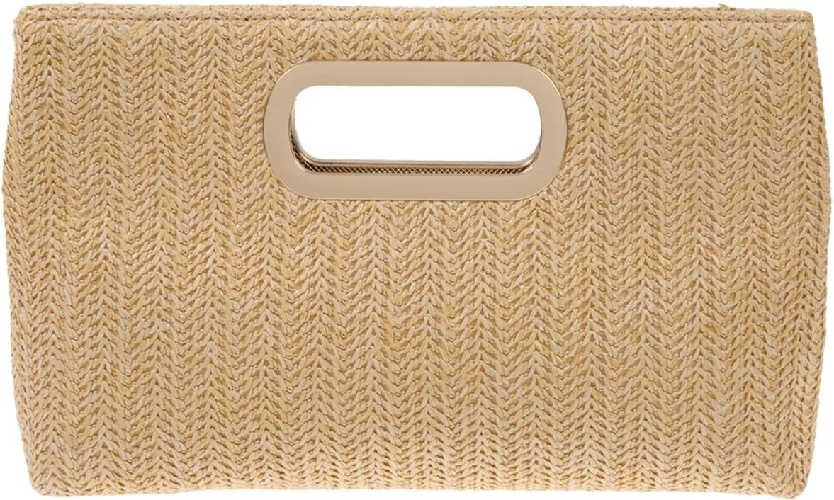 Top Handle Straw Clutch