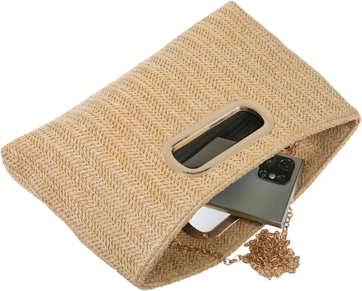 Top Handle Straw Clutch