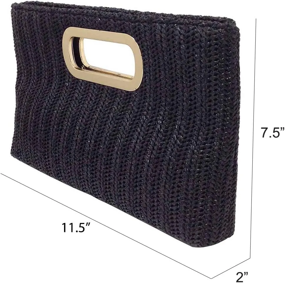 Top Handle Straw Clutch