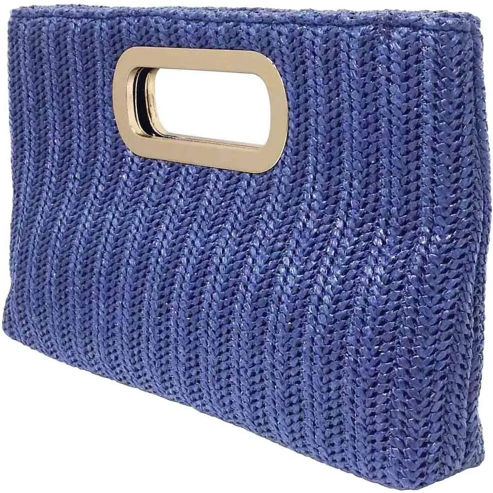 Top Handle Straw Clutch