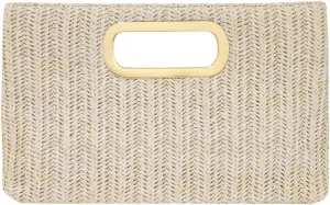 Top Handle Straw Clutch