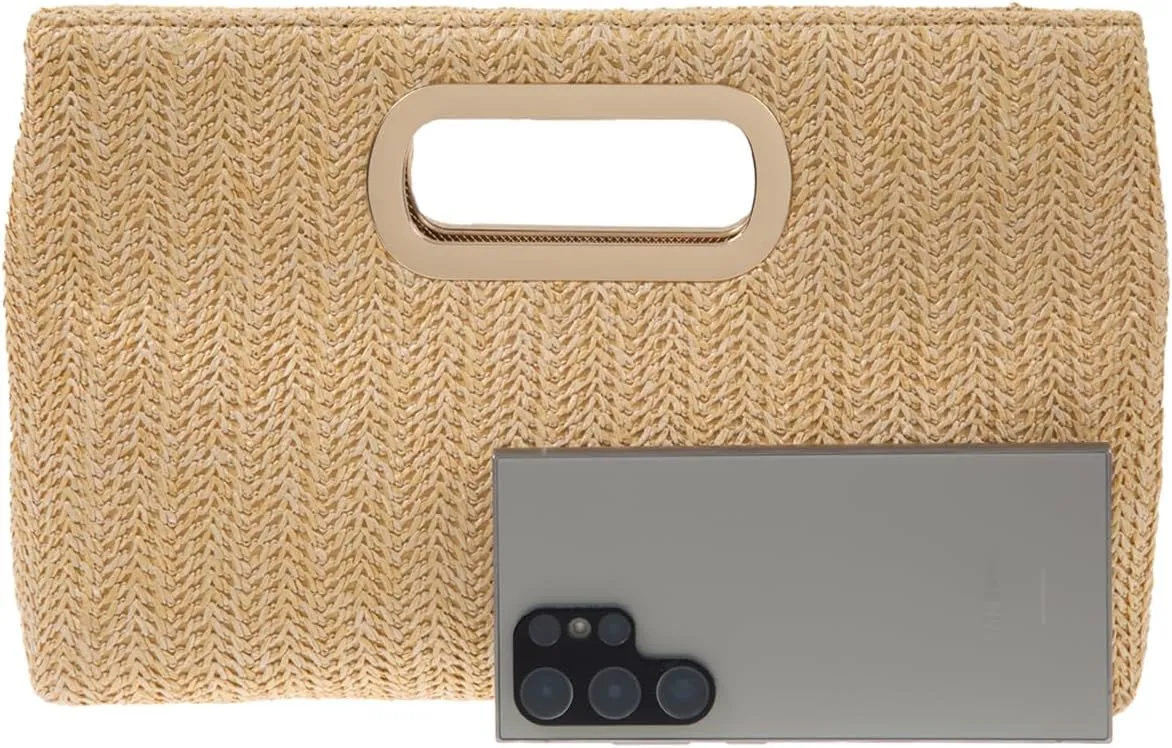 Top Handle Straw Clutch