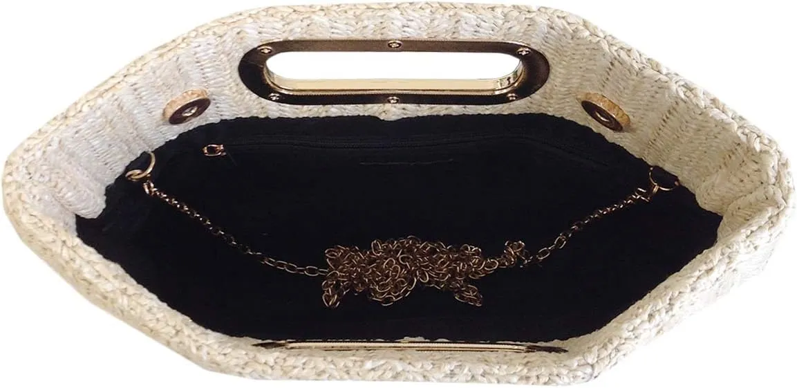 Top Handle Straw Clutch