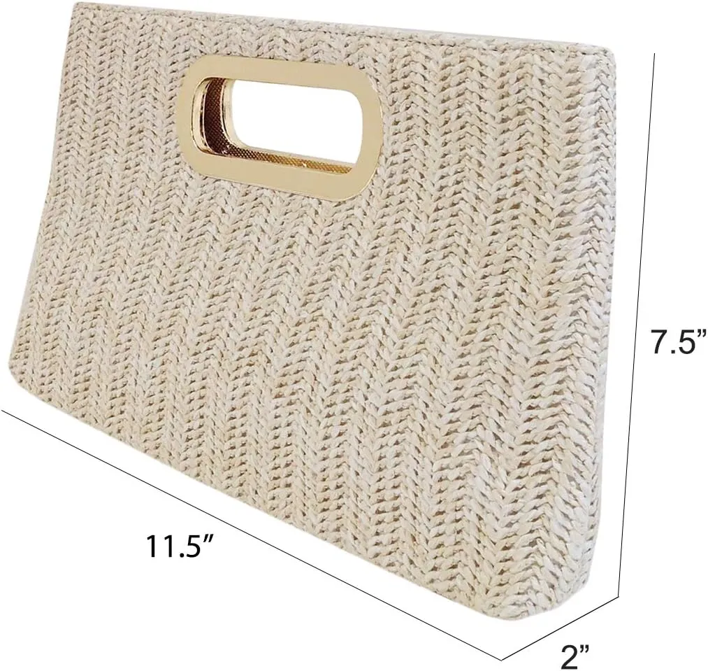 Top Handle Straw Clutch