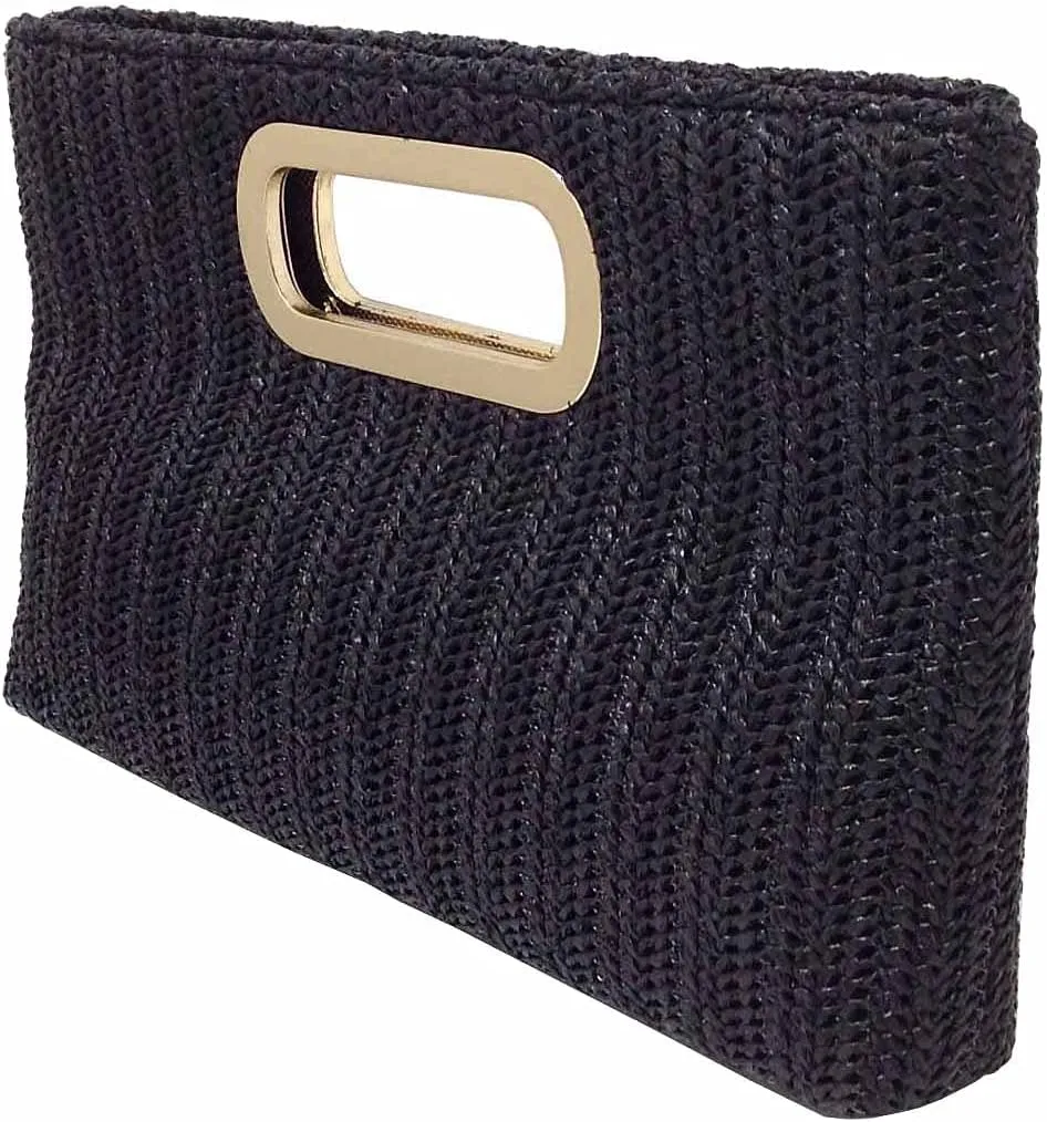 Top Handle Straw Clutch
