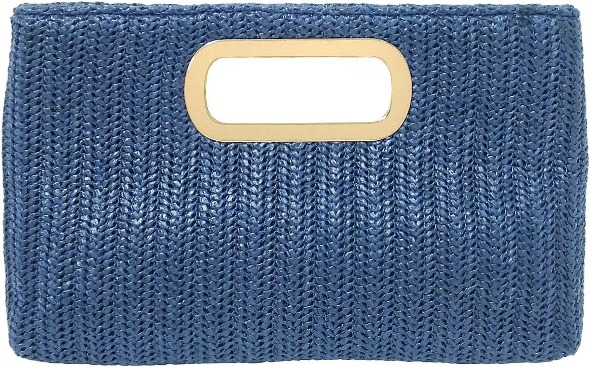 Top Handle Straw Clutch