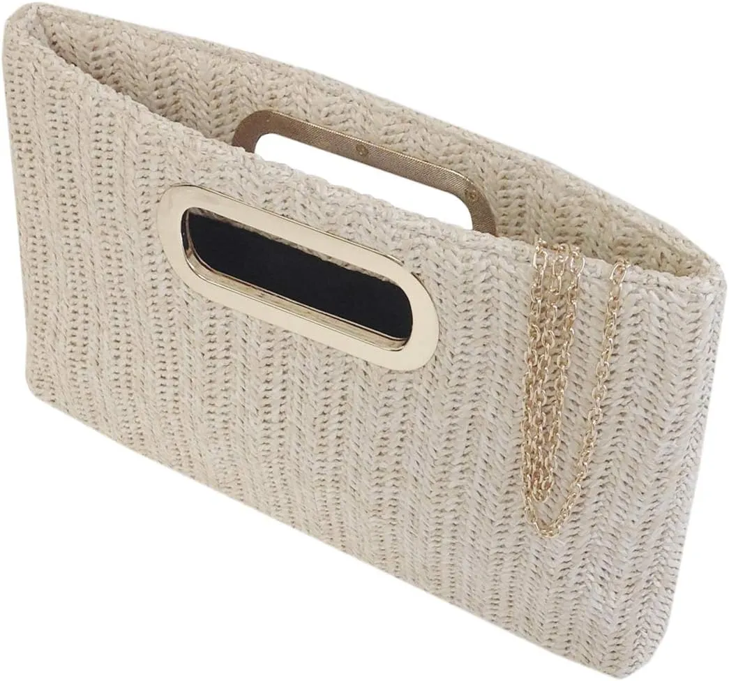 Top Handle Straw Clutch