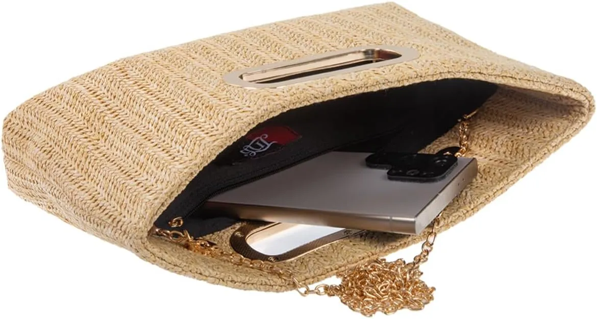 Top Handle Straw Clutch