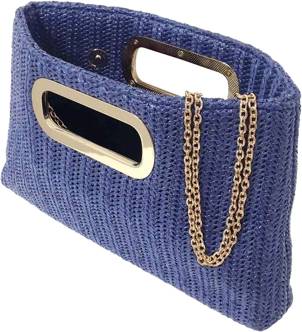 Top Handle Straw Clutch