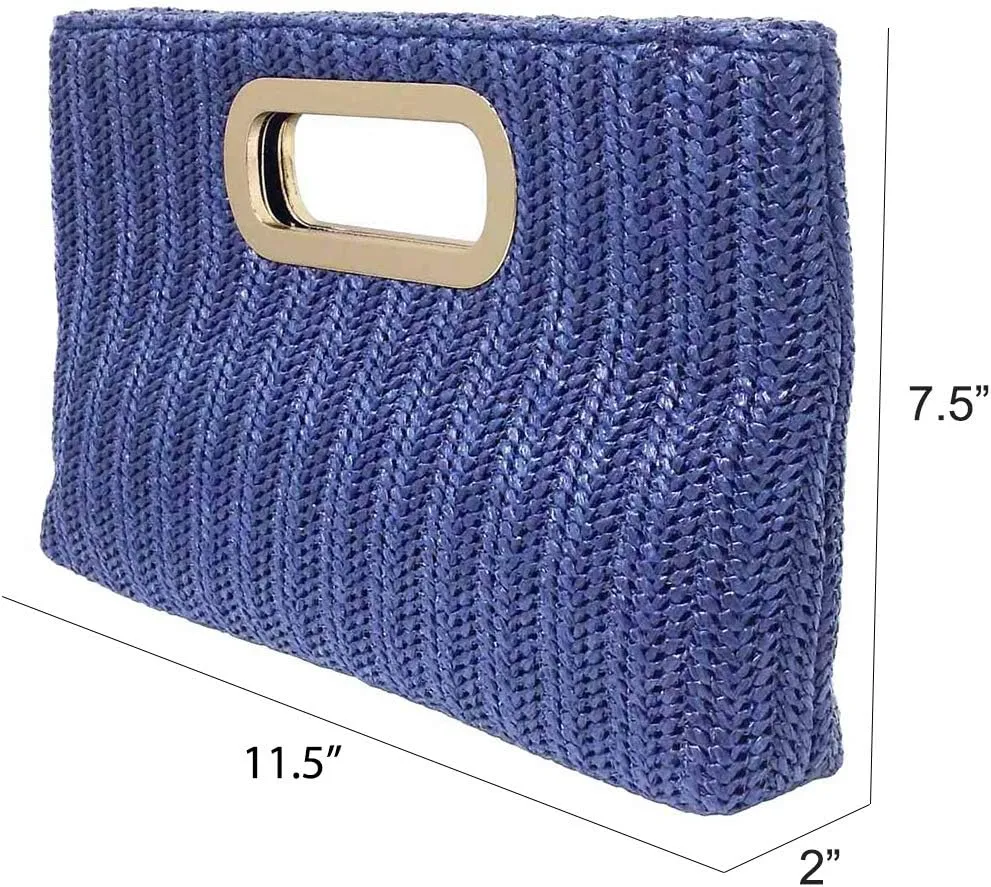 Top Handle Straw Clutch