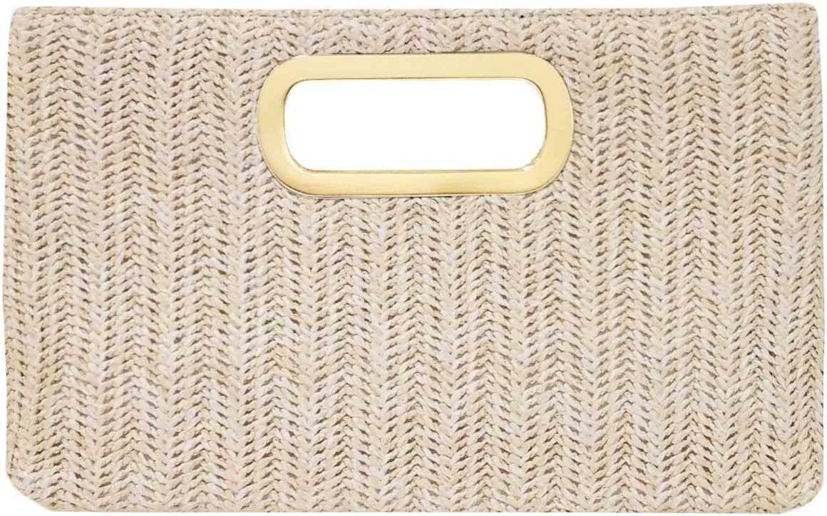 Top Handle Straw Clutch