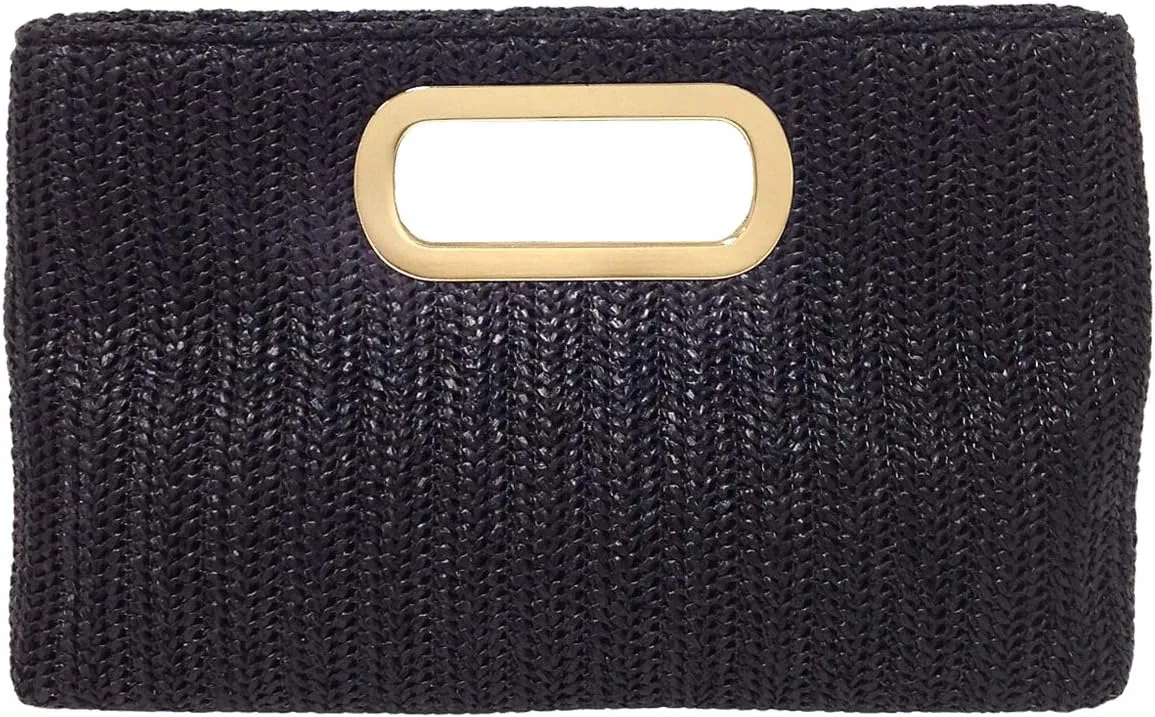 Top Handle Straw Clutch