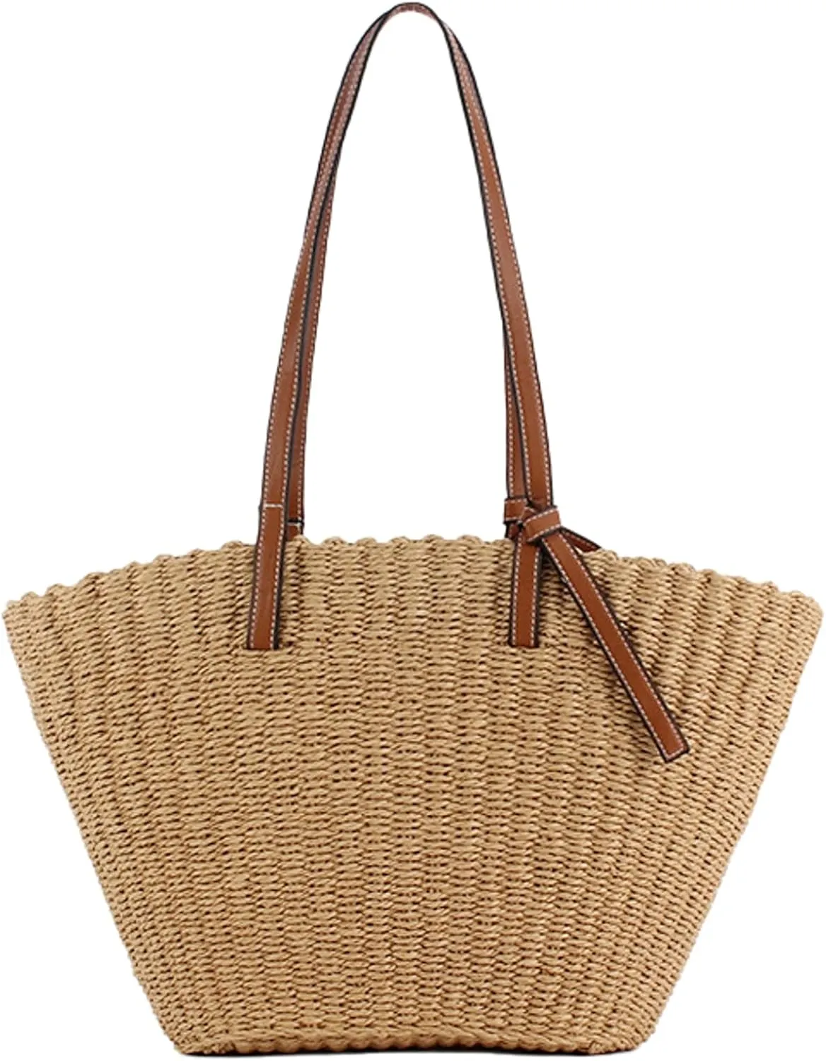 Tote Handbag Women Straw Beach Bag Retro Woven Summer Beach Purse Handmade Shoulder Bag Vacation Holiday