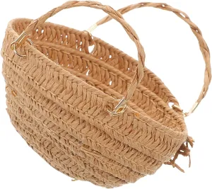 Totority Miniature Handwoven Straw Tote Bag for Dollhouse Accessories Boho Style Storage and Display Tiny Purse for Dolls Versatile Decoration and Picnic Basket Warm Home Feel