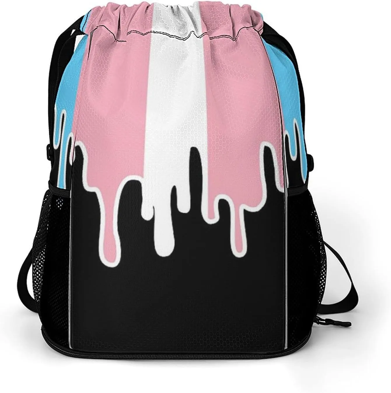 Trans Pride Color Melting Flag LGBT Gym Bag Workout Gym Backpack with Shoe Compartment Sports Bags for Women Men