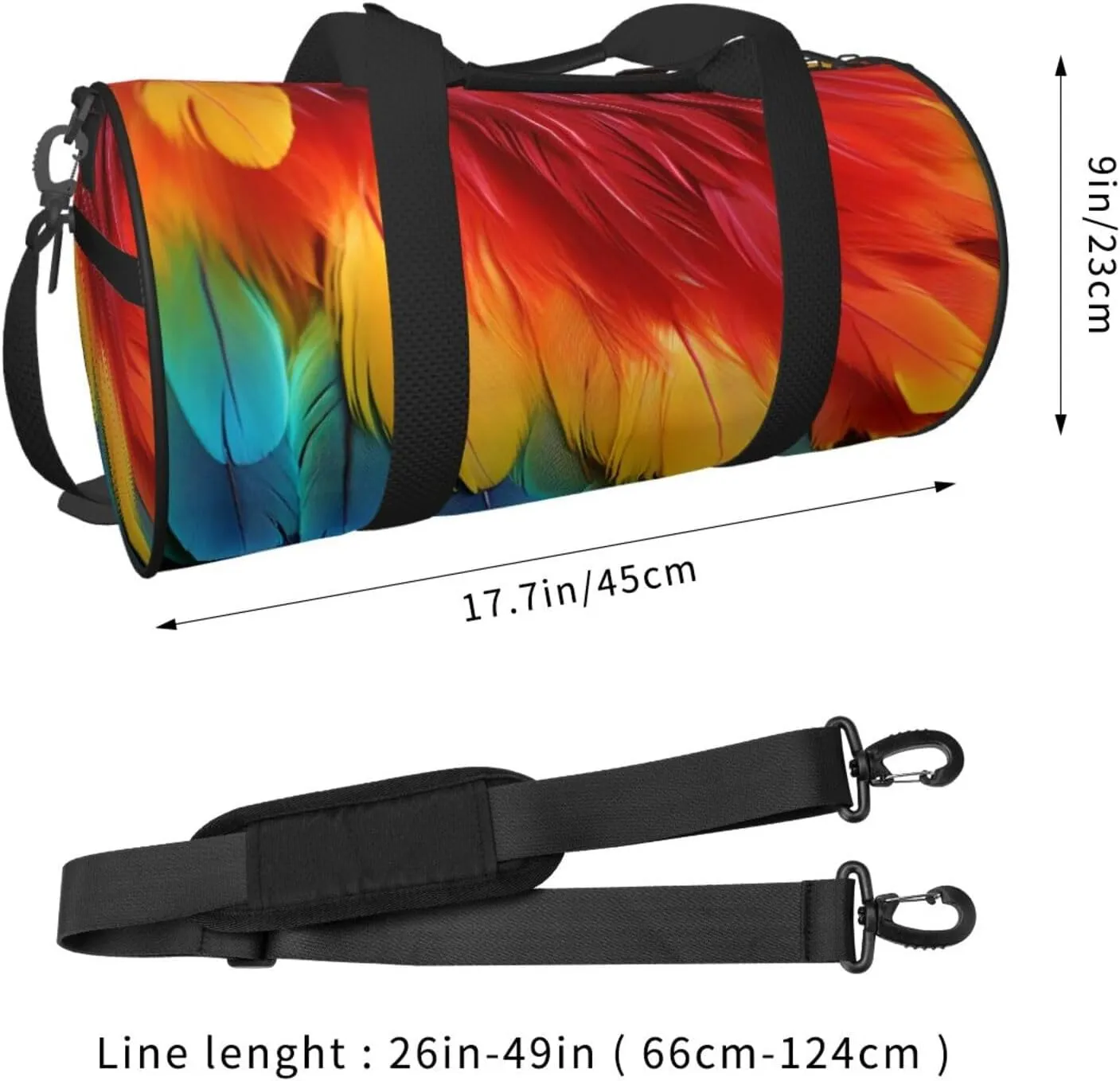 Travel Duffel Bag Fantastic Parrot Feather Weekender Overnight Bag For Men Women Large Capacity Sports Gym Bag Canvas Carry On Tote Bags For Travel Yoga