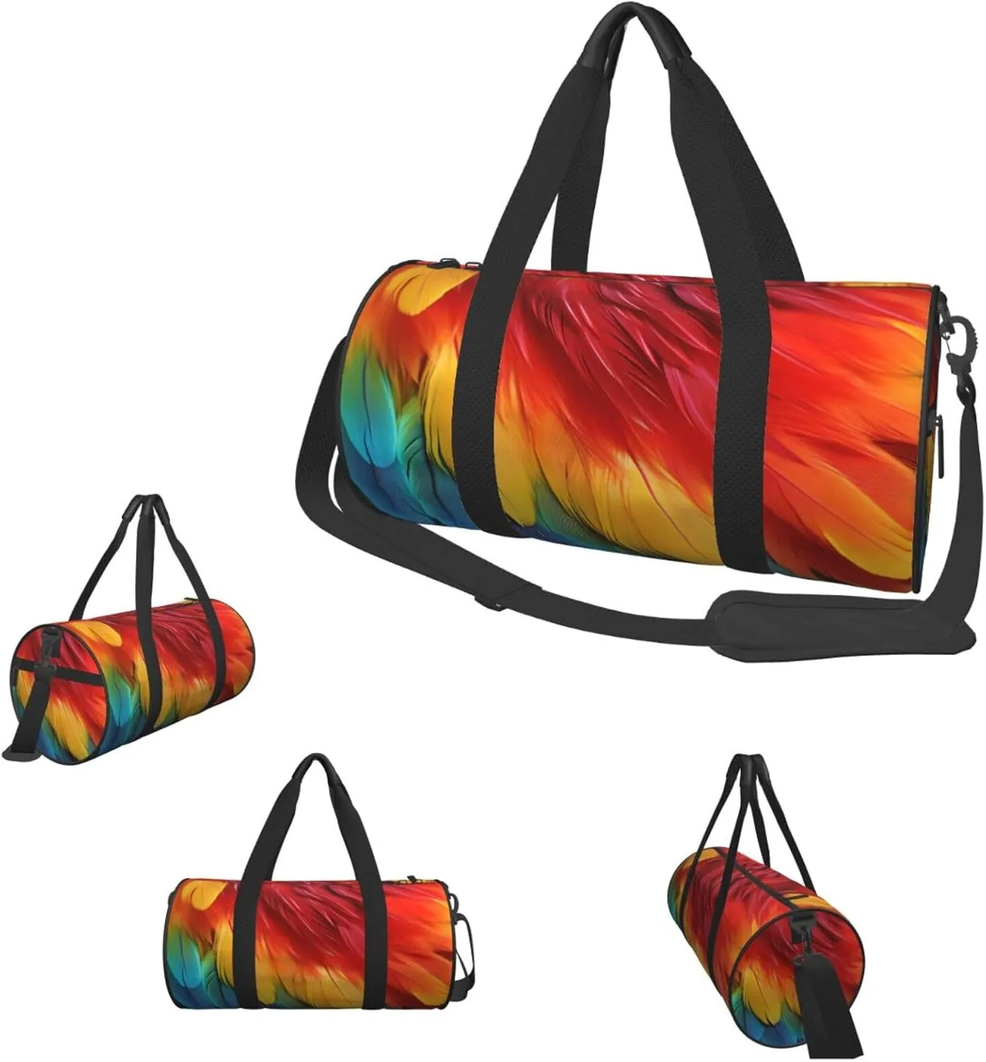 Travel Duffel Bag Fantastic Parrot Feather Weekender Overnight Bag For Men Women Large Capacity Sports Gym Bag Canvas Carry On Tote Bags For Travel Yoga