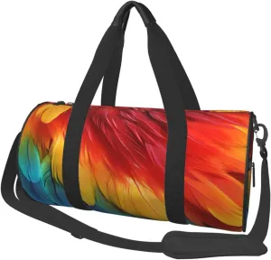 Travel Duffel Bag Fantastic Parrot Feather Weekender Overnight Bag For Men Women Large Capacity Sports Gym Bag Canvas Carry On Tote Bags For Travel Yoga