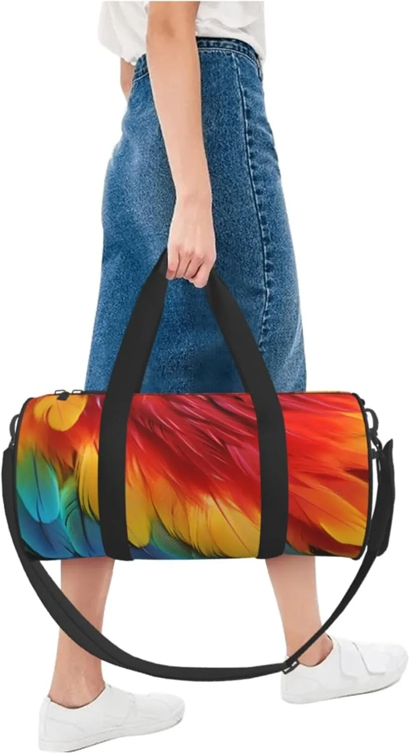 Travel Duffel Bag Fantastic Parrot Feather Weekender Overnight Bag For Men Women Large Capacity Sports Gym Bag Canvas Carry On Tote Bags For Travel Yoga