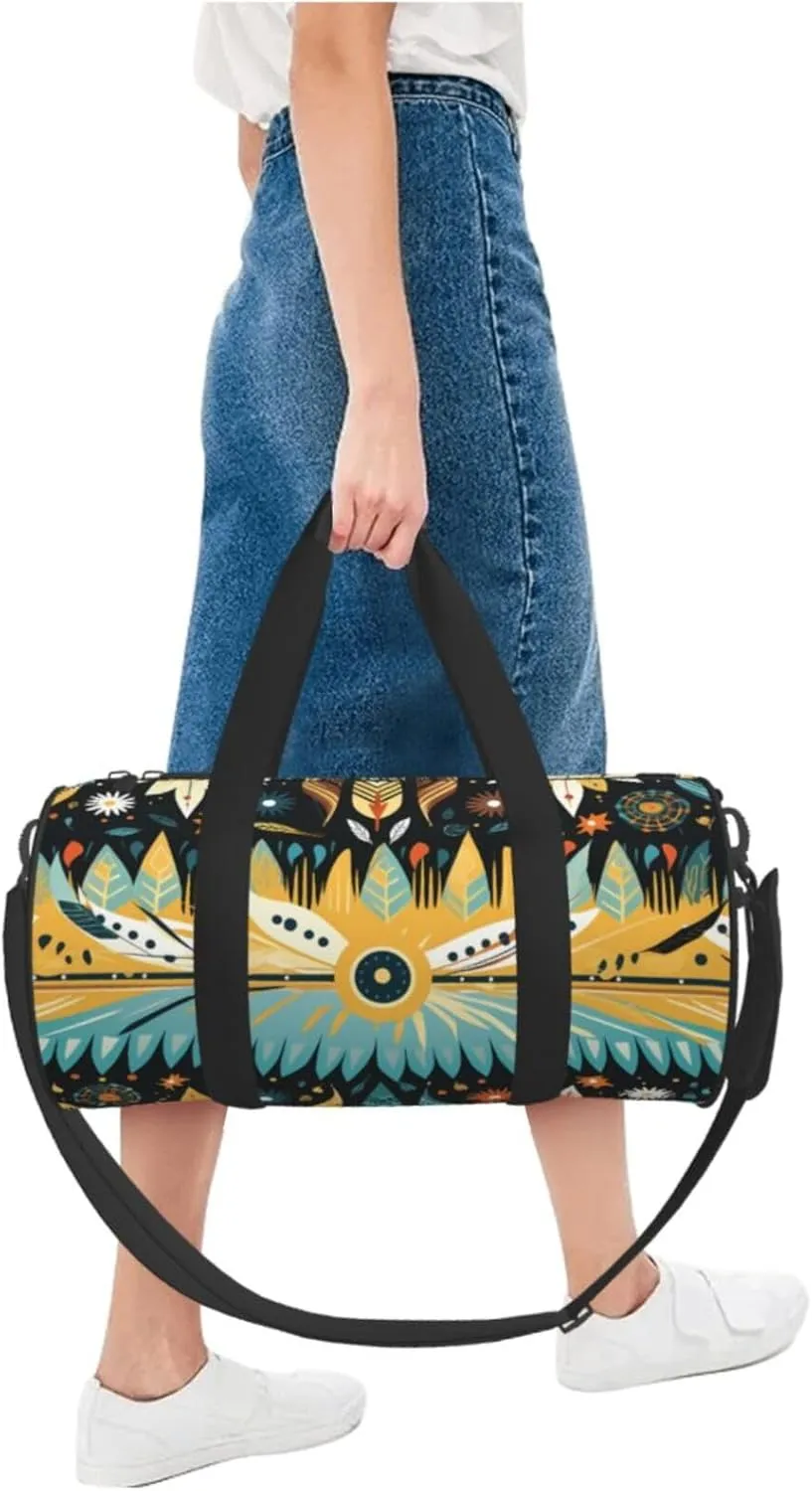 Travel Duffel Bag Moon Sun And Feather Weekender Overnight Bag For Men Women Large Capacity Sports Gym Bag Canvas Carry On Tote Bags For Travel Yoga