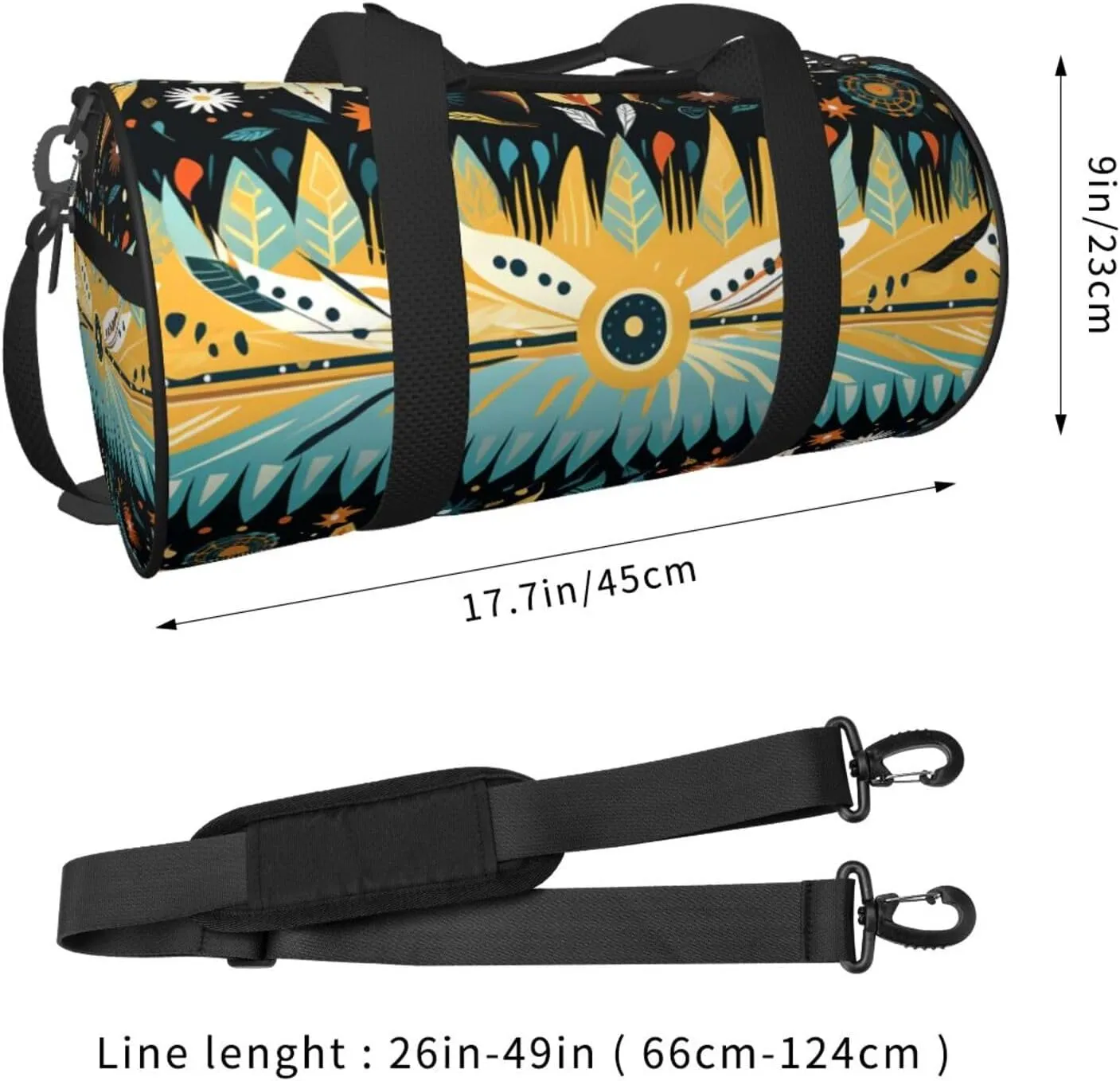 Travel Duffel Bag Moon Sun And Feather Weekender Overnight Bag For Men Women Large Capacity Sports Gym Bag Canvas Carry On Tote Bags For Travel Yoga
