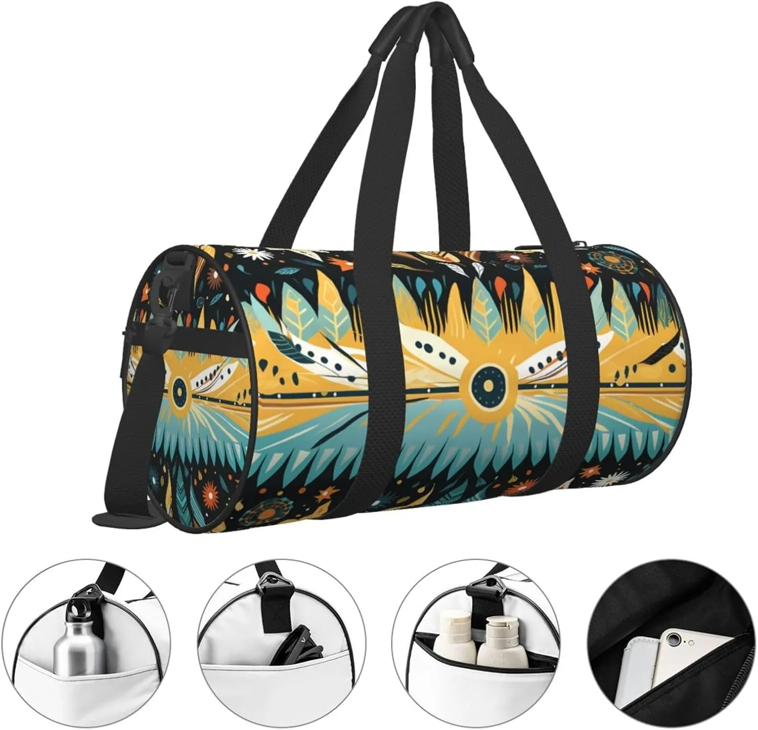 Travel Duffel Bag Moon Sun And Feather Weekender Overnight Bag For Men Women Large Capacity Sports Gym Bag Canvas Carry On Tote Bags For Travel Yoga