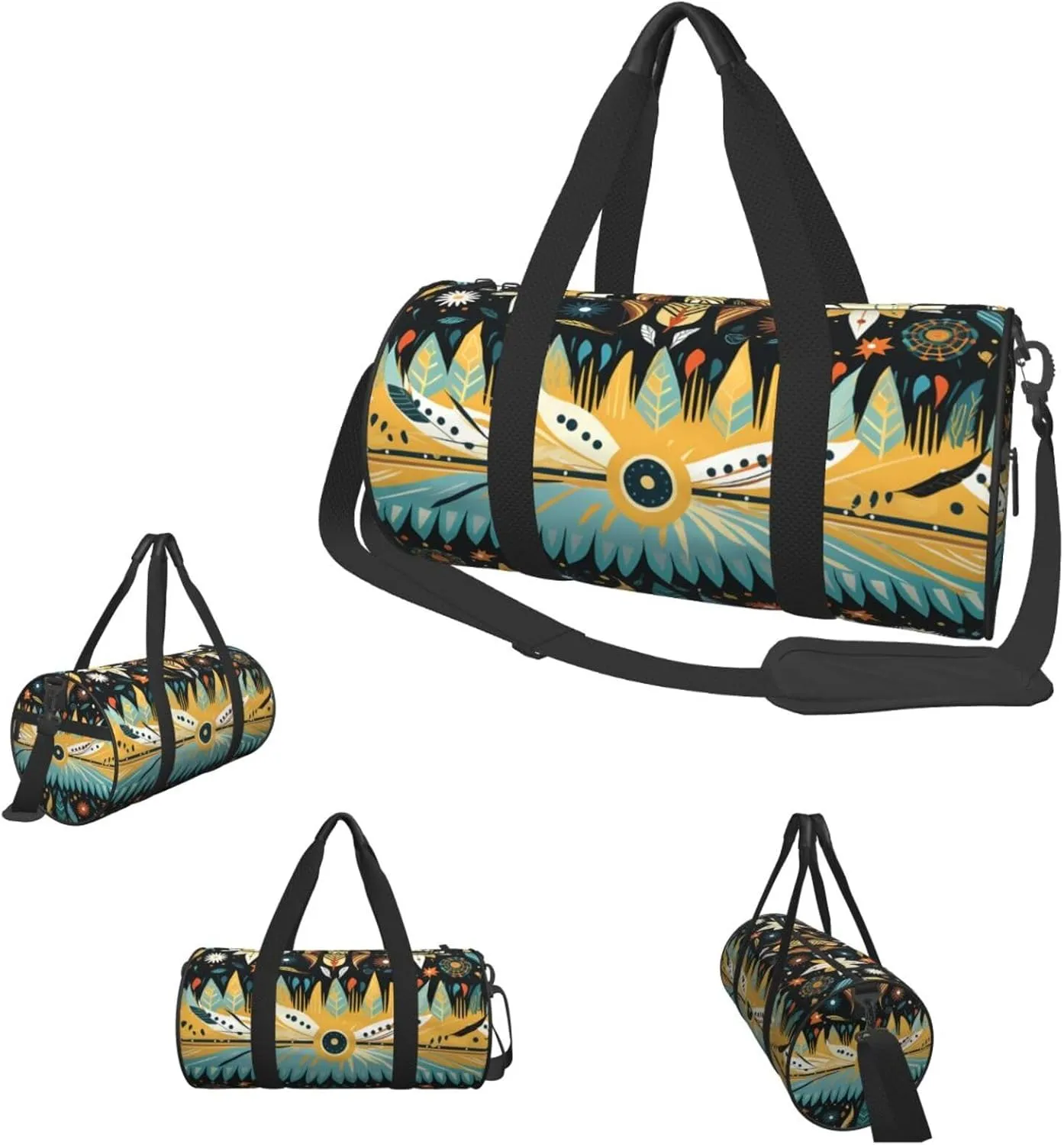 Travel Duffel Bag Moon Sun And Feather Weekender Overnight Bag For Men Women Large Capacity Sports Gym Bag Canvas Carry On Tote Bags For Travel Yoga