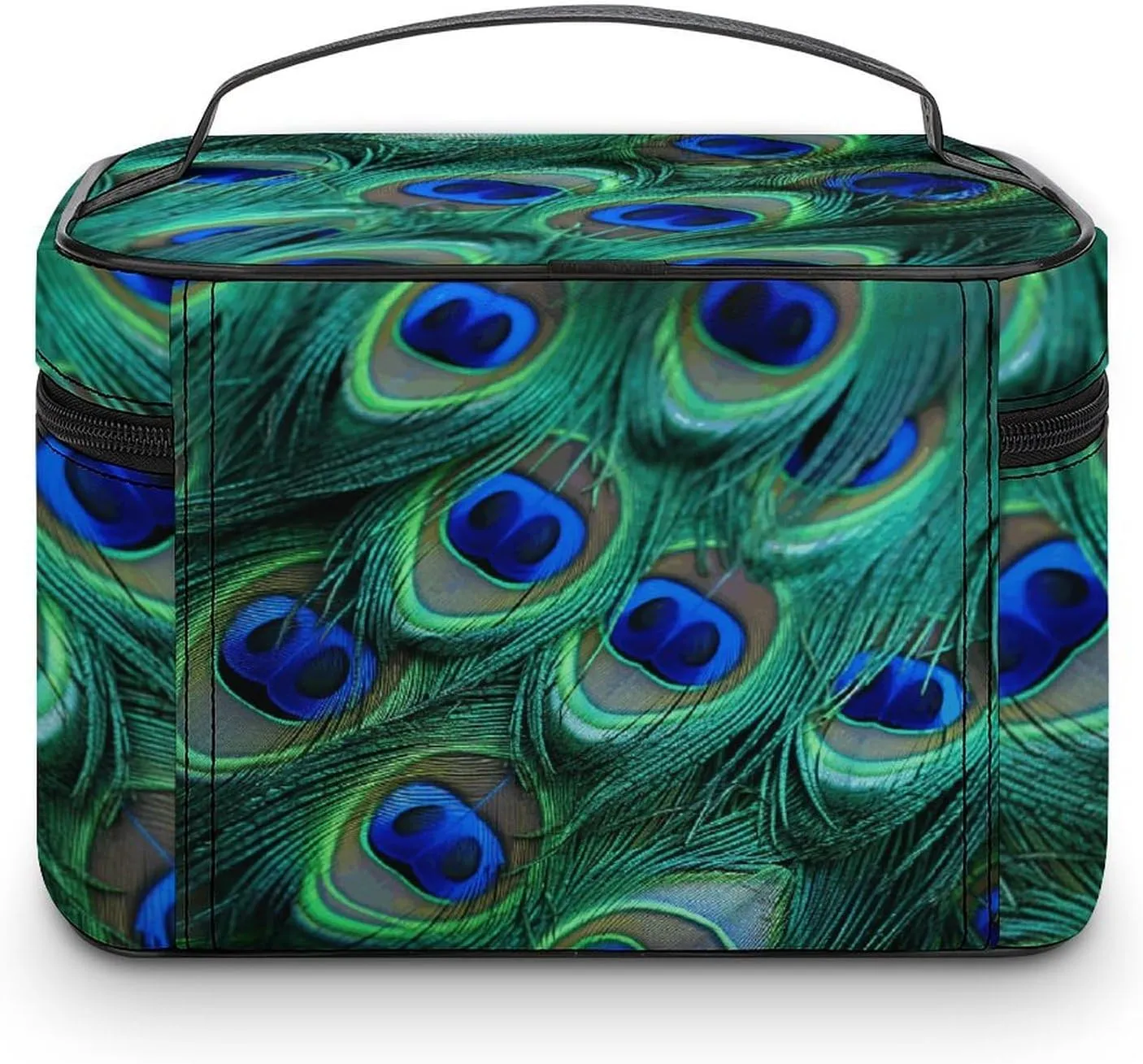 Travel Toiletry Bag for Women And Men,Green Peacock Feather Toiletry Organizer, Makeup Bag Travel Organizer for Shampoo,Toiletries
