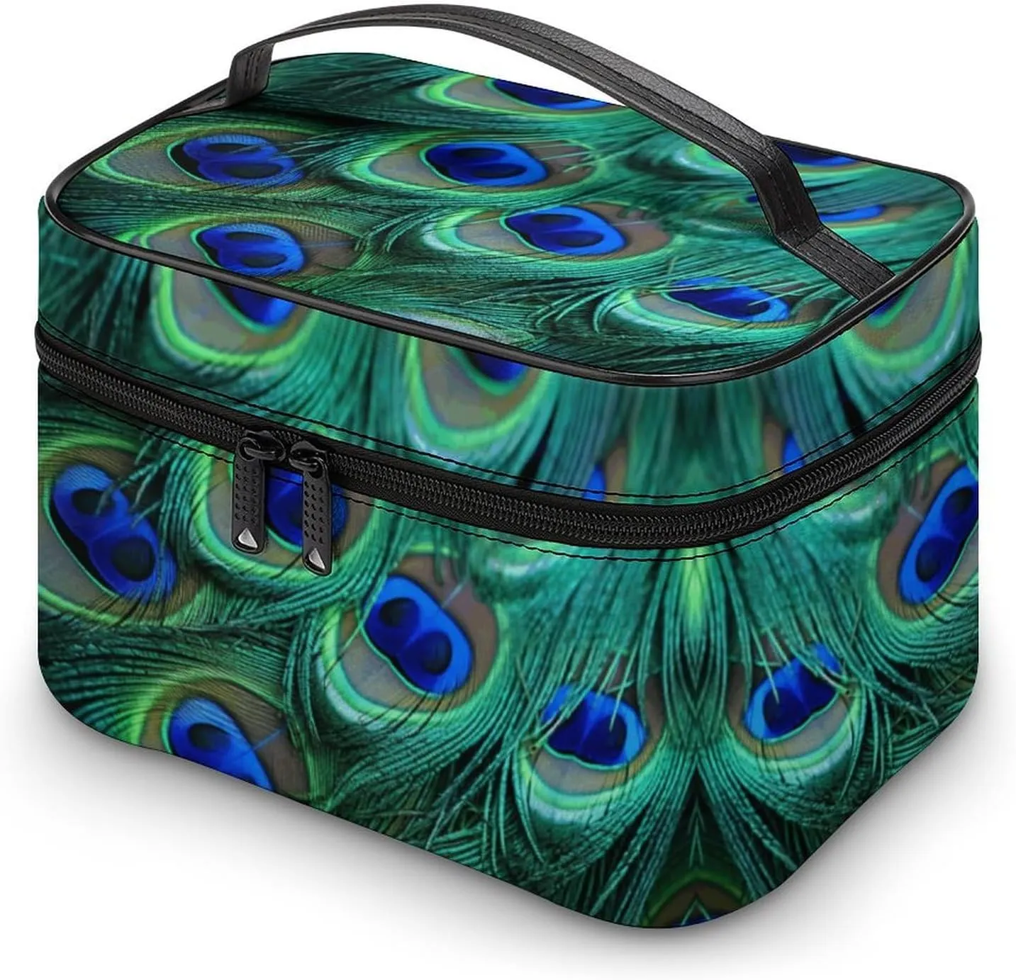 Travel Toiletry Bag for Women And Men,Green Peacock Feather Toiletry Organizer, Makeup Bag Travel Organizer for Shampoo,Toiletries