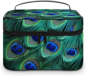 Travel Toiletry Bag for Women And Men,Green Peacock Feather Toiletry Organizer, Makeup Bag Travel Organizer for Shampoo,Toiletries