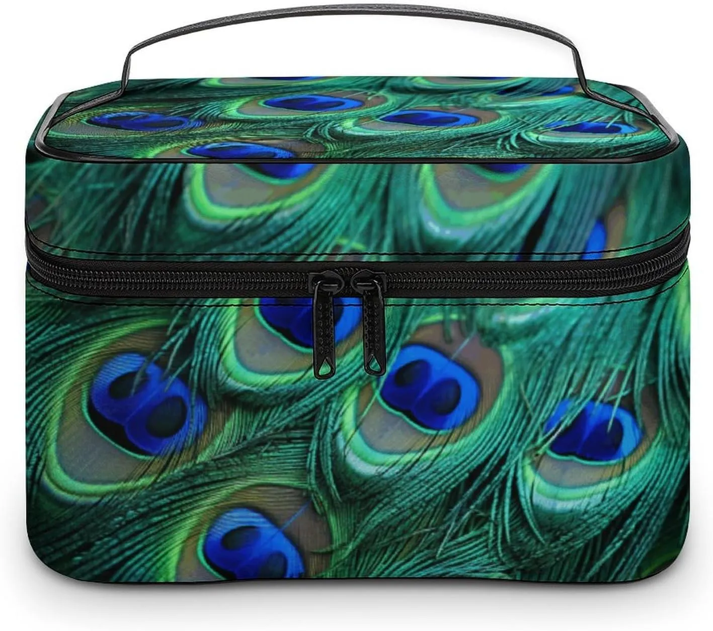 Travel Toiletry Bag for Women And Men,Green Peacock Feather Toiletry Organizer, Makeup Bag Travel Organizer for Shampoo,Toiletries