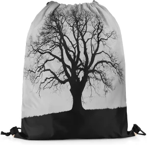 Tree of Life Drawstring Backpack,Boho Trippy Tree Drawstring Bags,Botanical Draw String Back Bag,Black and Grey String Backpack,Trippy Exotic Cinch Bag for Sport Swim,13x15.7,Black Grey