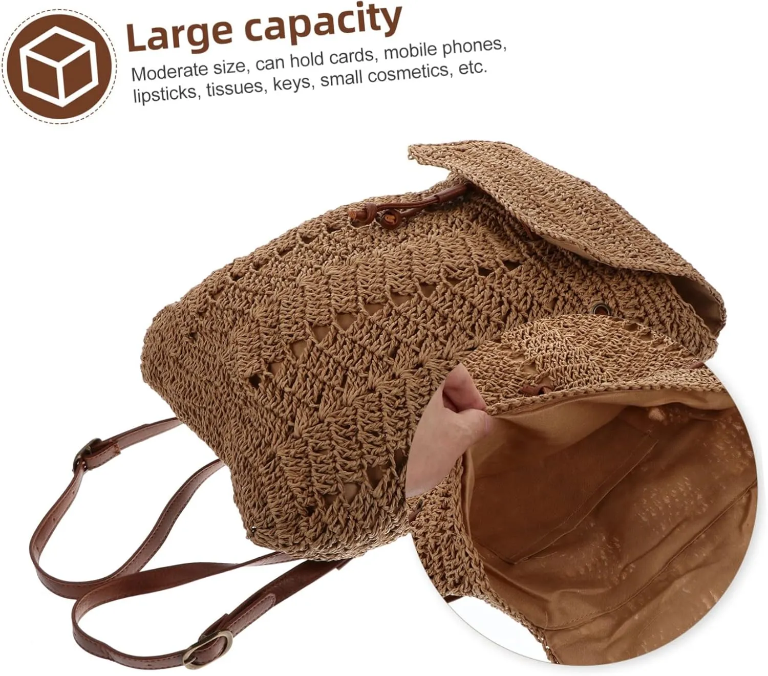 Trendy Beach Backpack - Women's Straw Sling Bag
