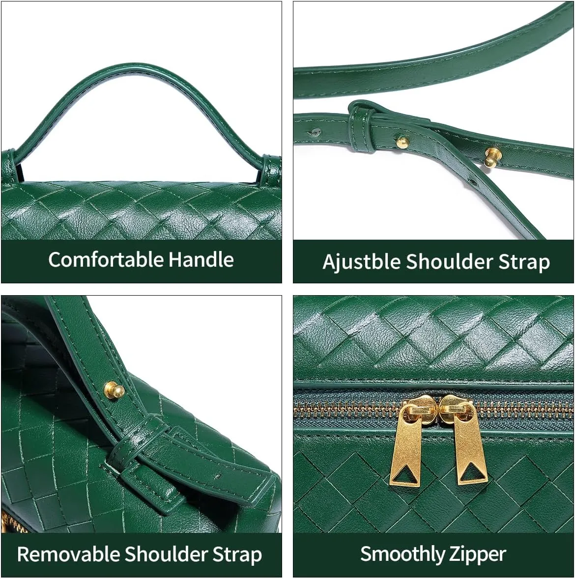 Trendy Woven Crossbody Purse Bag for Women Cute Shoulder Bag Square Box Bags Mini PU Leather Top Handle Purses Handbag