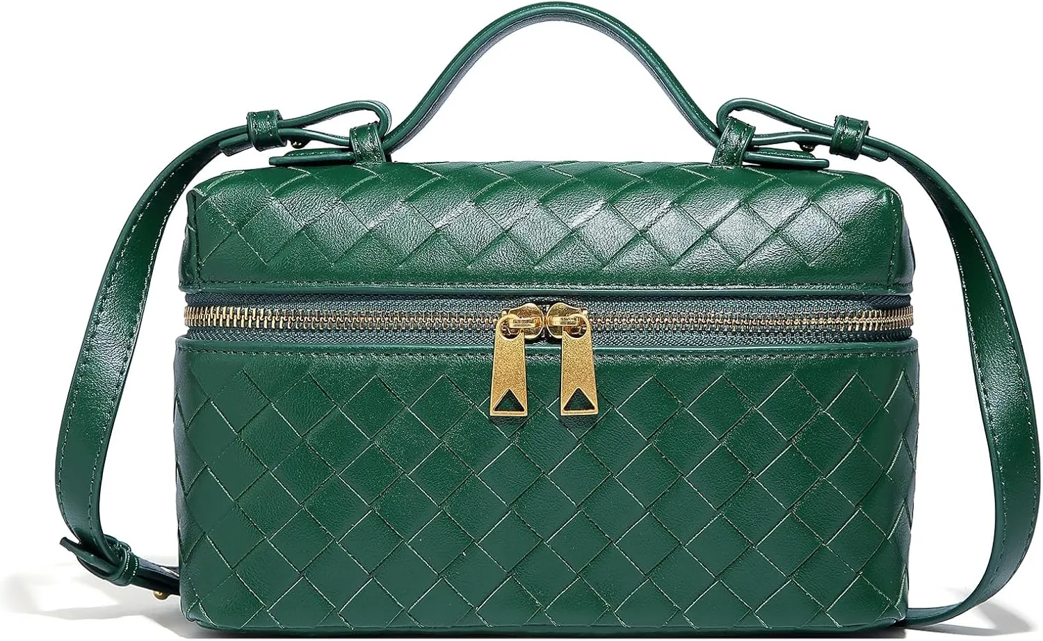 Trendy Woven Crossbody Purse Bag for Women Cute Shoulder Bag Square Box Bags Mini PU Leather Top Handle Purses Handbag
