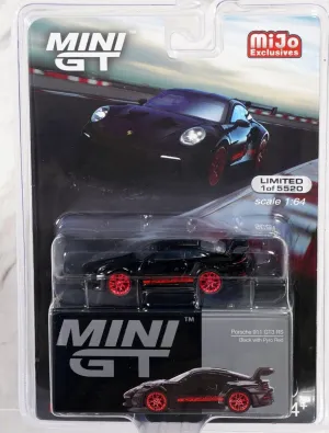 True Scale Miniatures Model Car Compatible with Porsche 911 (992) GT3 RS Black with Pyro Red 1/64 Diecast Model Car MGT00681