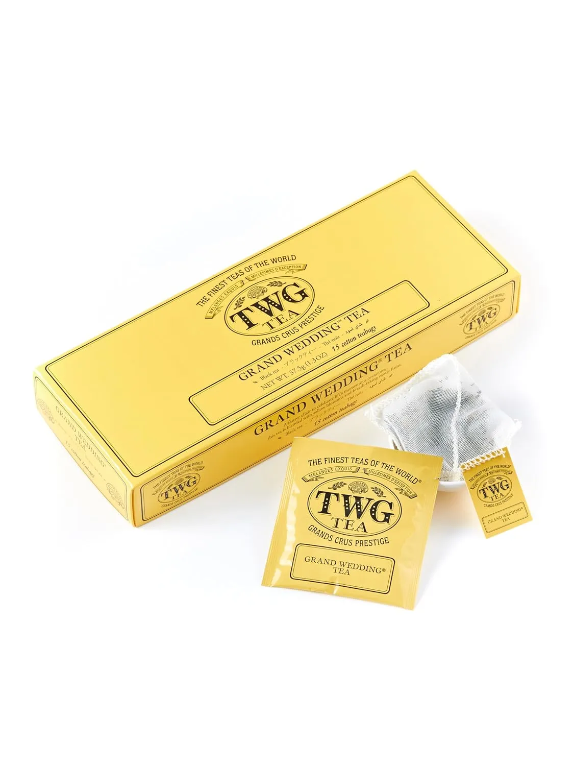 TWG Tea | Grand Wedding Tea | Black Tea | Sunflowers and Exotic Fruits | 15 Hand Sewn Cotton Tea Bags | Gift Set