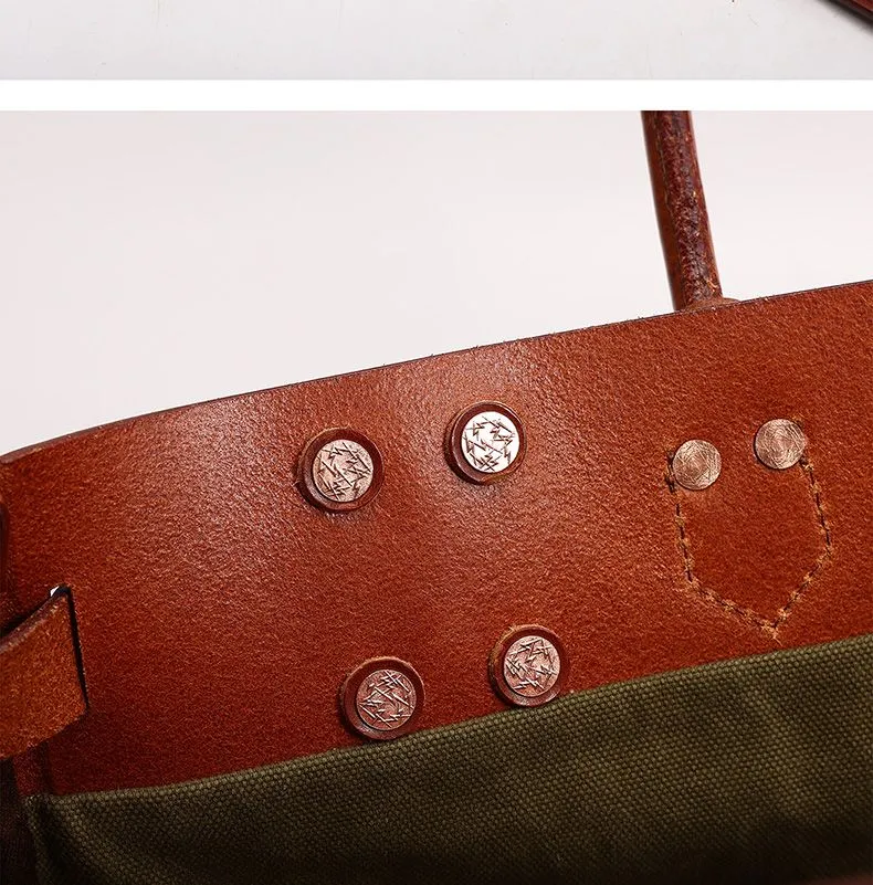 Two-Tone Canvas and Leather Handbag