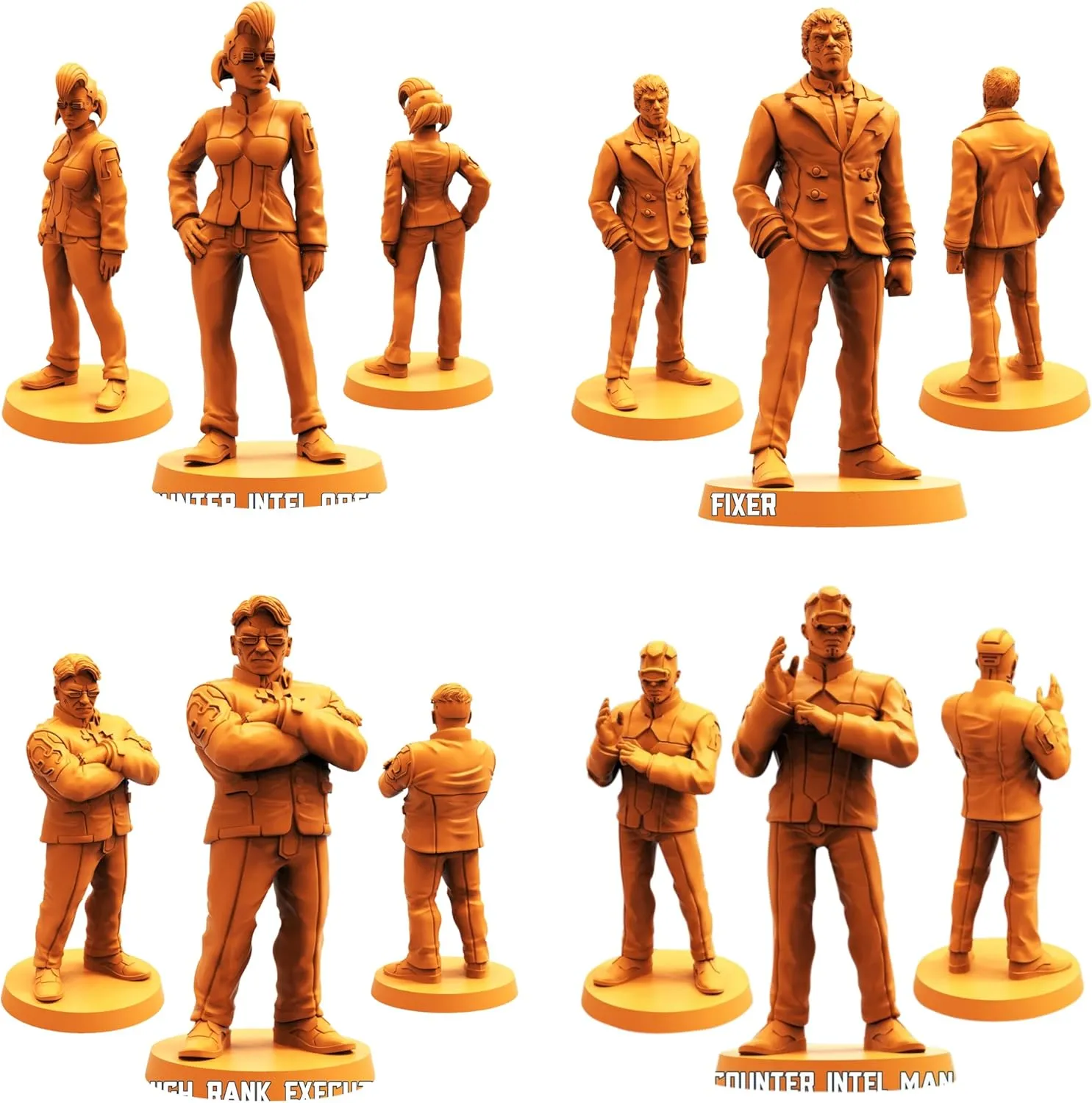 TYL Corporate Peeps Unpainted Miniature for War Gaming | RPG Scale Figures, Detailed Tabletop Board Game Accessories | Realistic Tabletop Miniatures (Combo of 4, 32mm)