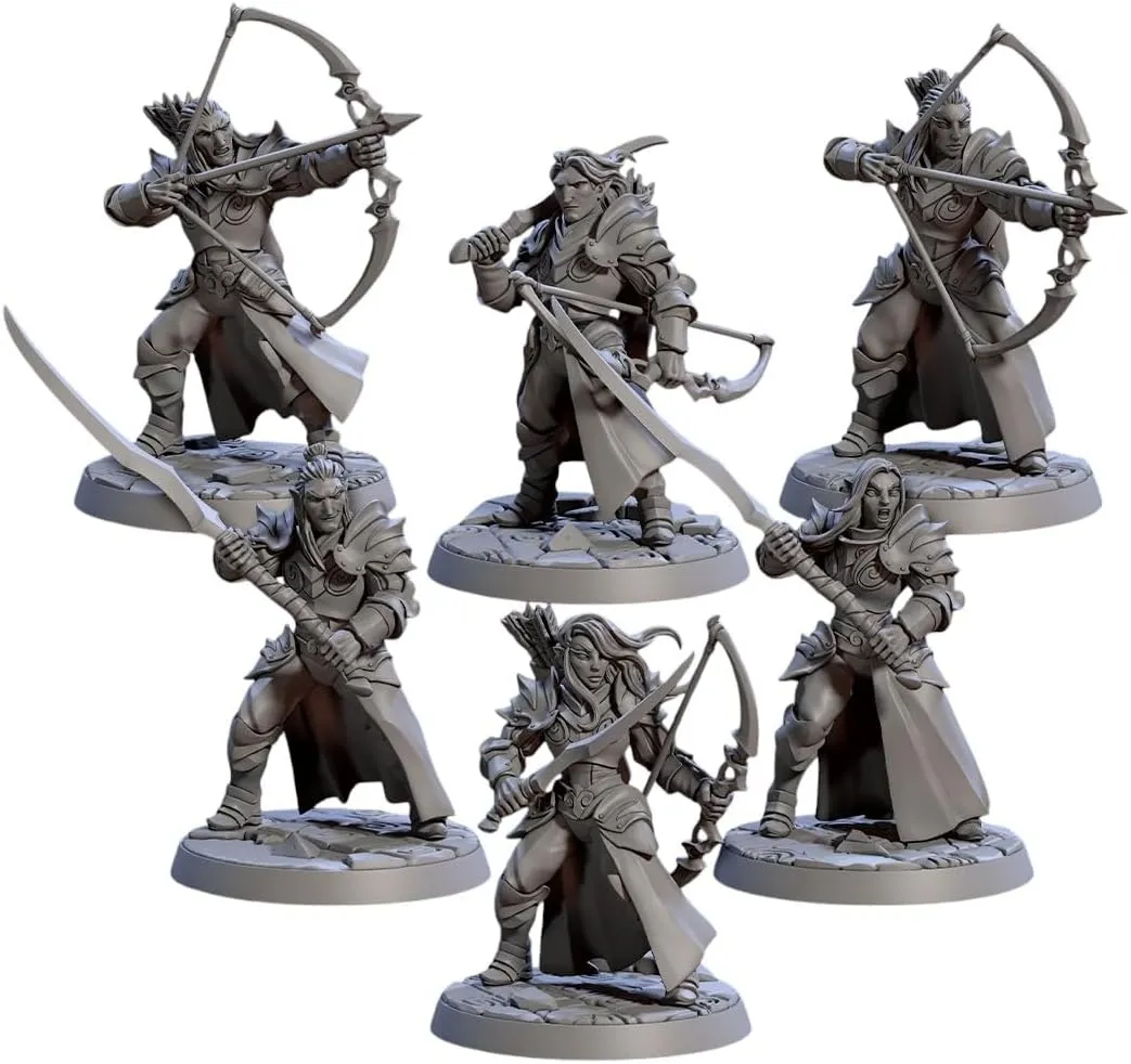 TYL Noble Alfar Knights Unpainted Miniature for War Gaming | RPG Scale Figures, Detailed Tabletop Board Game Accessories | Realistic Tabletop Miniatures (Combo of 6, 32mm)