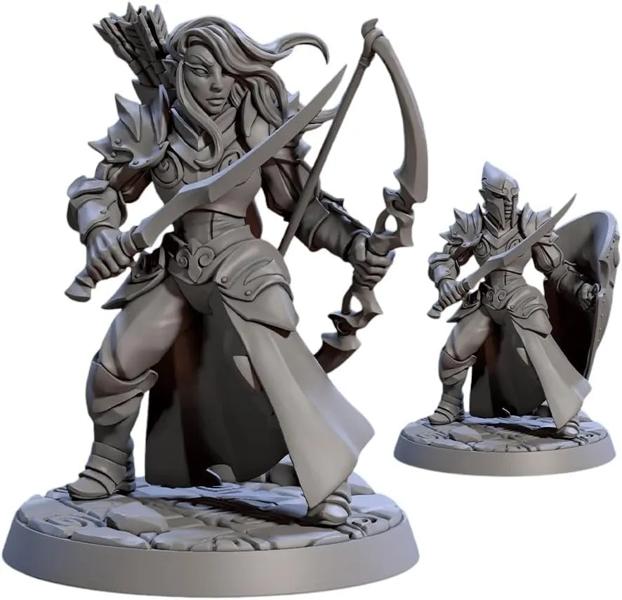 TYL Noble Alfar Knights Unpainted Miniature for War Gaming | RPG Scale Figures, Detailed Tabletop Board Game Accessories | Realistic Tabletop Miniatures (Combo of 6, 32mm)